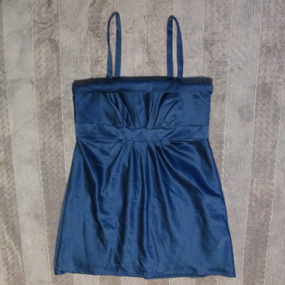 Women's Alfred Angelo Indigo Blue Sleeveless Formal Satin Dress Size 16 16W MINT